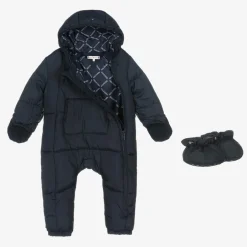 Tommy Hilfiger Navy Blue Hooded Baby Snowsuit Hot
