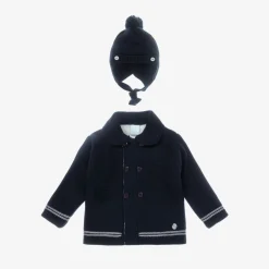 ArtesanĂa Granlei Navy Blue Knitted Pram Coat Set Outlet