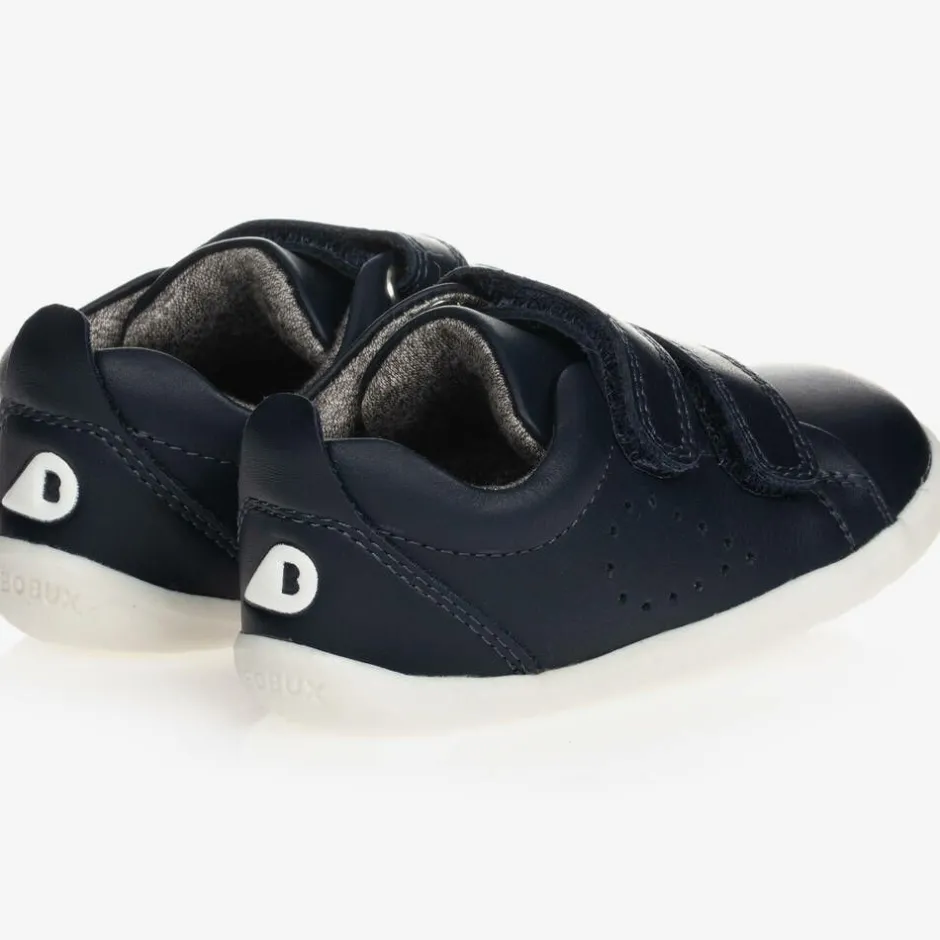 Bobux Step Up Navy Blue Leather Baby Trainers Best