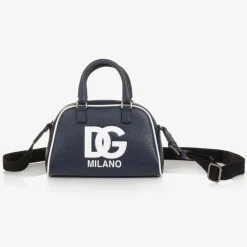 Dolce amp; Gabbana Navy Blue Leather DG Bag (20cm) Hot