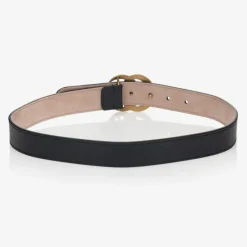 Gucci Navy Blue Leather GG Belt Clearance