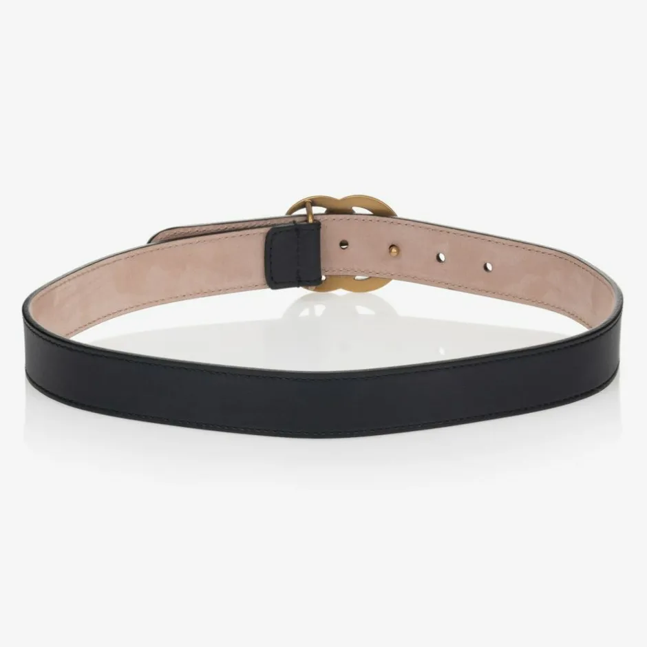 Gucci Navy Blue Leather GG Belt Clearance