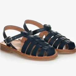 Childrens Classics Navy Blue Leather Sandals Outlet