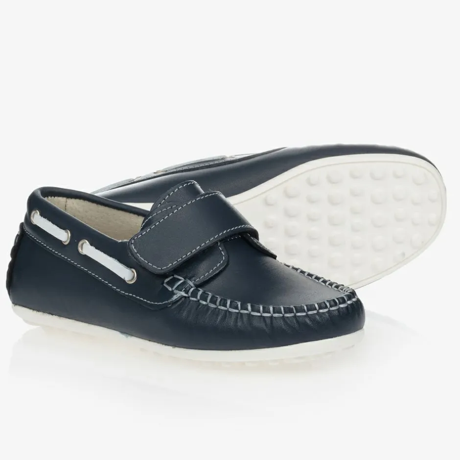 Childrens Classics Navy Blue Leather Shoes Outlet