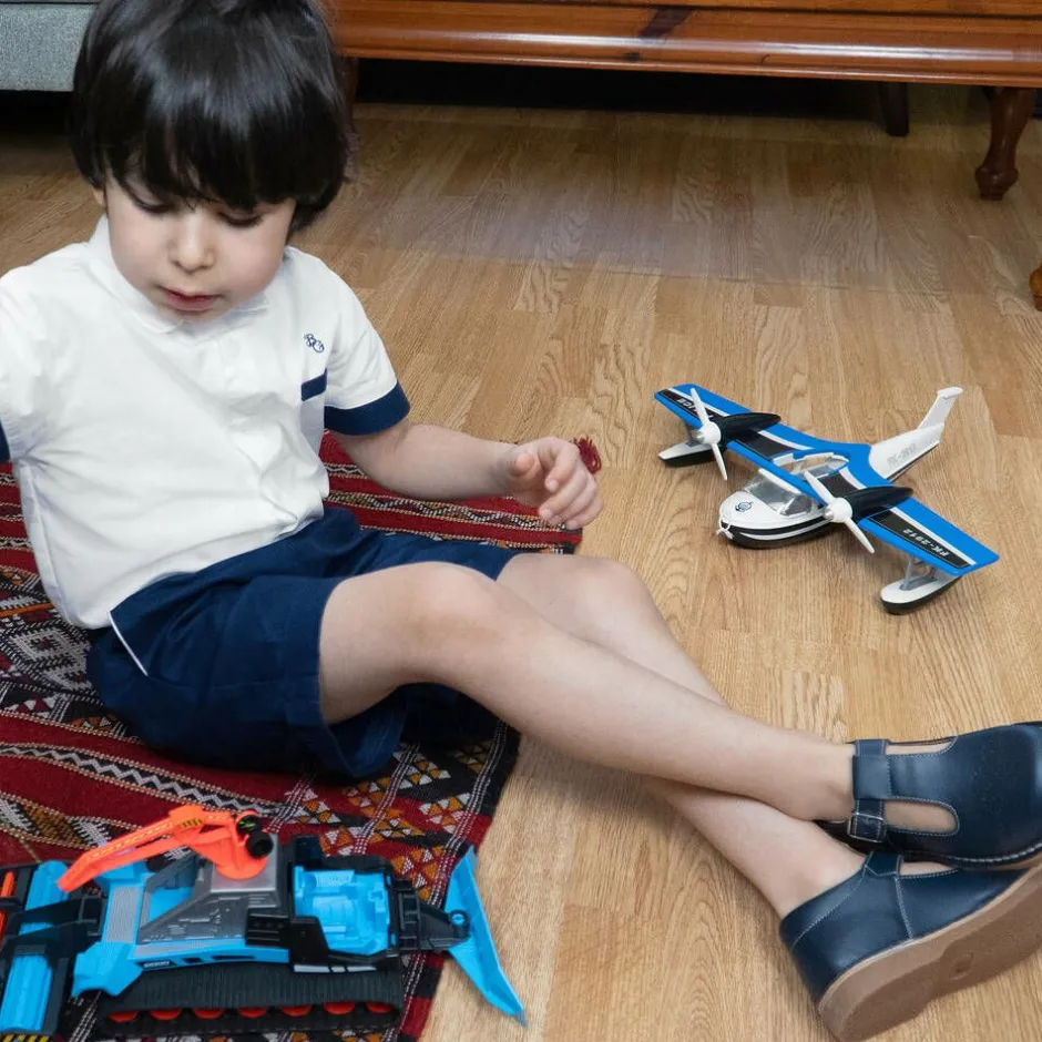 Childrens Classics Navy Blue Leather T-Bar Shoes New