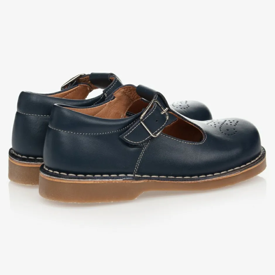 Childrens Classics Navy Blue Leather T-Bar Shoes New
