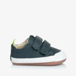 Tip Toey Joey Navy Blue Leather Velcro Trainers Best