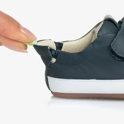 Tip Toey Joey Navy Blue Leather Velcro Trainers Best