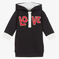 Moncler Enfant Navy Blue Logo Hooded Dress Discount