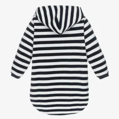 Mitty James Navy Blue Stripe Cotton Towelling Robe Clearance