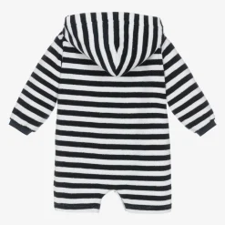 Mitty James Navy Blue Stripe Towelling Baby Beach Romper Sale