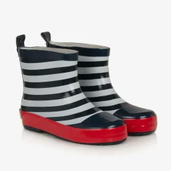 Playshoes Navy Blue Striped Rain Boots Outlet