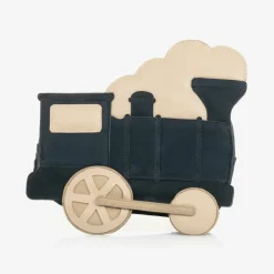 Donsje Navy Blue Suede & Leather Train Back Pack Clearance