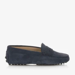 Tods Navy Blue Suede Leather Moccasins Hot