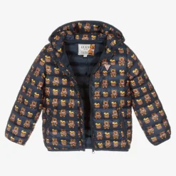 Guess Navy Blue Teddy Bear Puffer Jacket Discount