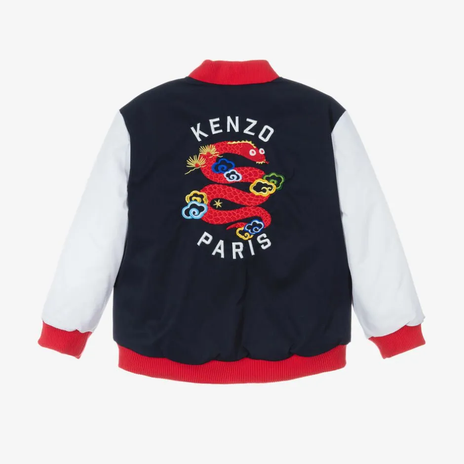 KENZO KIDS Navy Blue Varsity Snake Jacket Outlet