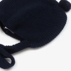 Foque Navy Blue Wool Knit Pom-Pom Hat Sale