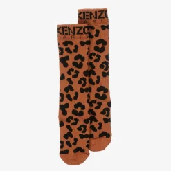 KENZO KIDS Orange Leopard Print Socks