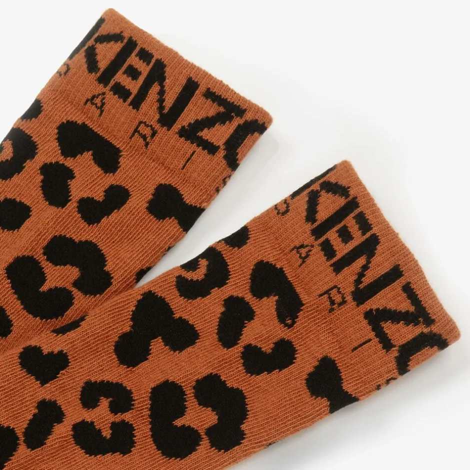 KENZO KIDS Orange Leopard Print Socks