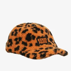 KENZO KIDS Orange Leopard Print Teddy Fleece Cap Best