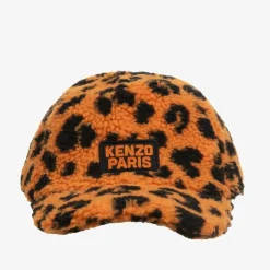 KENZO KIDS Orange Leopard Print Teddy Fleece Cap Best