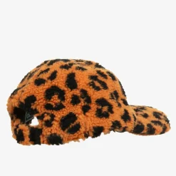 KENZO KIDS Orange Leopard Print Teddy Fleece Cap Best