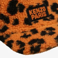 KENZO KIDS Orange Leopard Print Teddy Fleece Cap Best