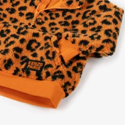 KENZO KIDS Orange Leopard Print Zip-Up Top Clearance