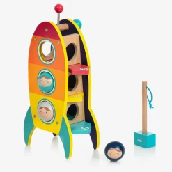 Vilac Orange Wooden Rocket Hammer Toy (34cm) Clearance