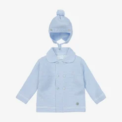 ArtesanĂa Granlei Pale Blue Knitted Pram Coat Set New