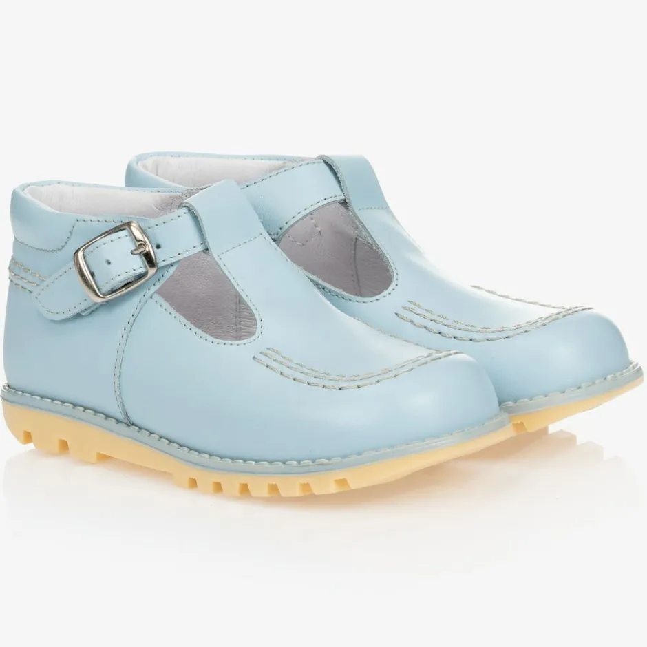 Childrens Classics Pale Blue Leather T-Bar Shoes Best
