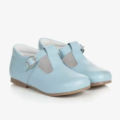 Beatrice amp; George Pale Blue Leather T-Bar Shoes Hot