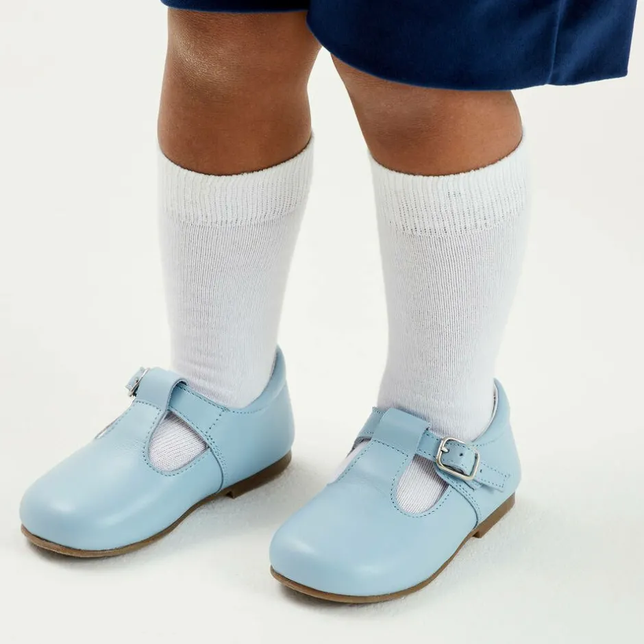 Beatrice amp; George Pale Blue Leather T-Bar Shoes Hot