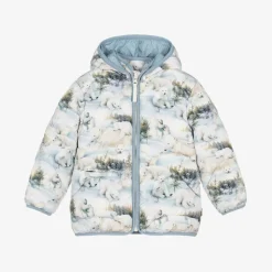 Molo Pale Blue Polar Bear Puffer Jacket Sale