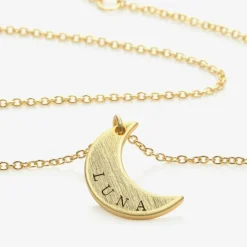Treat Republic Personalised Gold Plated Moon Necklace (46cm) Discount
