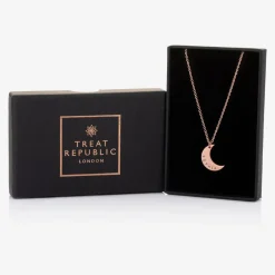 Treat Republic Personalised Rose Gold Plated Moon Necklace (46cm) Sale