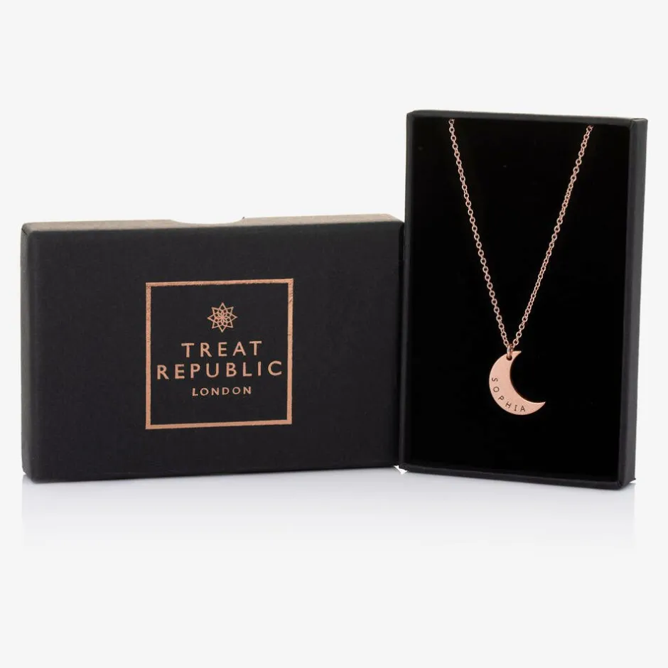 Treat Republic Personalised Rose Gold Plated Moon Necklace (46cm) Sale