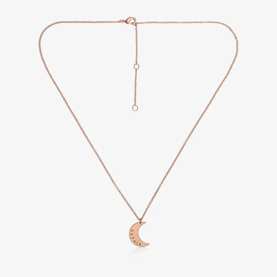 Treat Republic Personalised Rose Gold Plated Moon Necklace (46cm) Sale