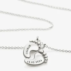 Treat Republic Personalised Silver Plated Baby Feet Necklace (45cm) Online