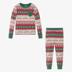 Hatley Pink & Green Christmas Pyjamas New