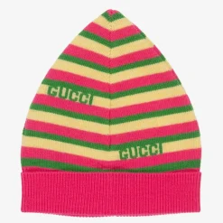 Gucci Pink & Yellow Striped Baby Hat Discount