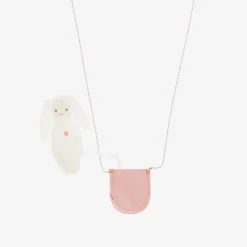 Meri Meri Pink & Ivory Felt Bunny Necklace (68cm) Sale