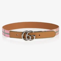 Gucci Pink Check Double G Belt Hot