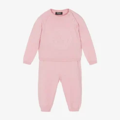 Versace Pink Cotton & Cashmere Baby Trouser Gift Set Clearance