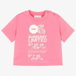 Burberry Pink Cotton Baby Logo T-Shirt Discount