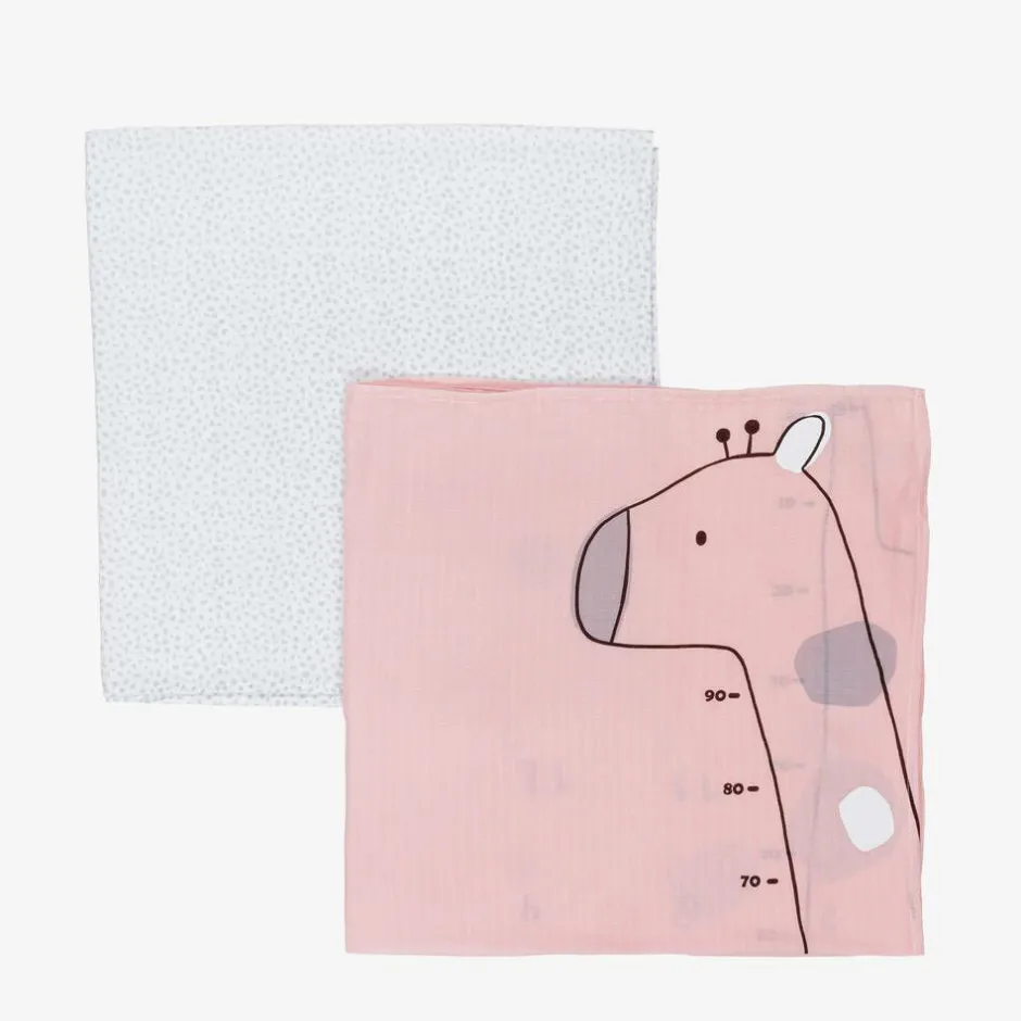 Mayoral Pink Cotton Baby Milestone Swaddles (2 Pack) Sale