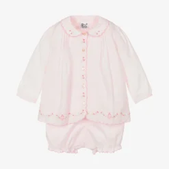 Sarah Louise Pink Cotton Baby Shorts Set Outlet