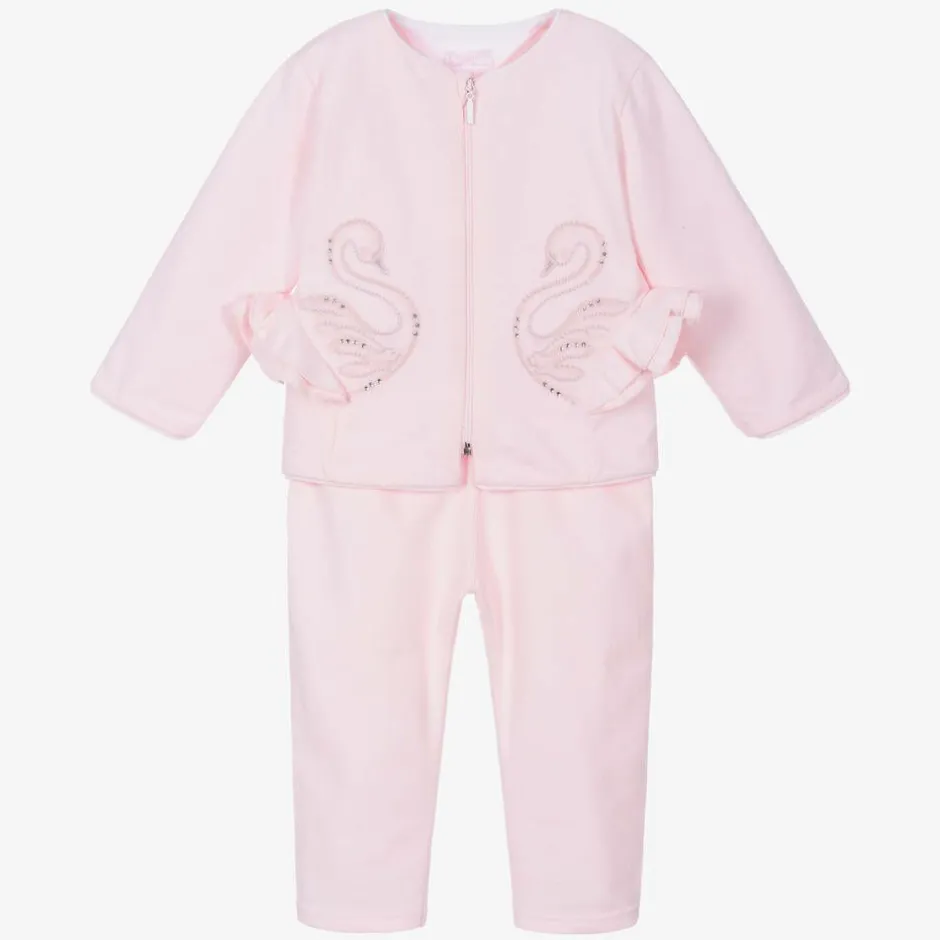 Sofija Pink Cotton Baby Trouser Set Hot