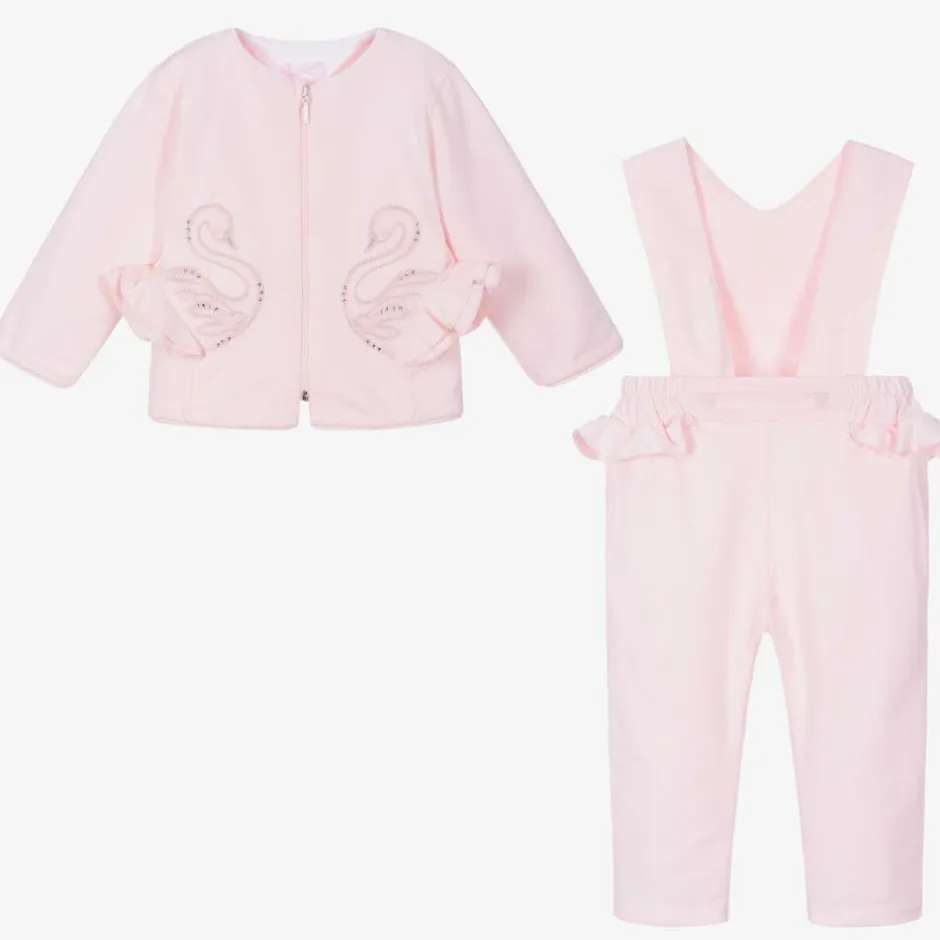 Sofija Pink Cotton Baby Trouser Set Hot