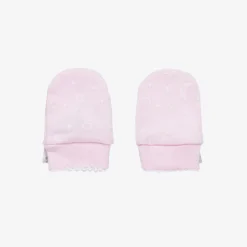 Kissy Kissy Pink Cotton Crescent Moonlight Scratch Mittens Hot